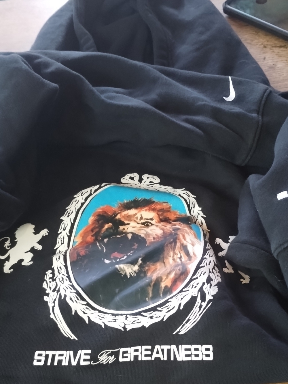Nike Black Hoodie Sweatshirt with Colorful Lion Graphic